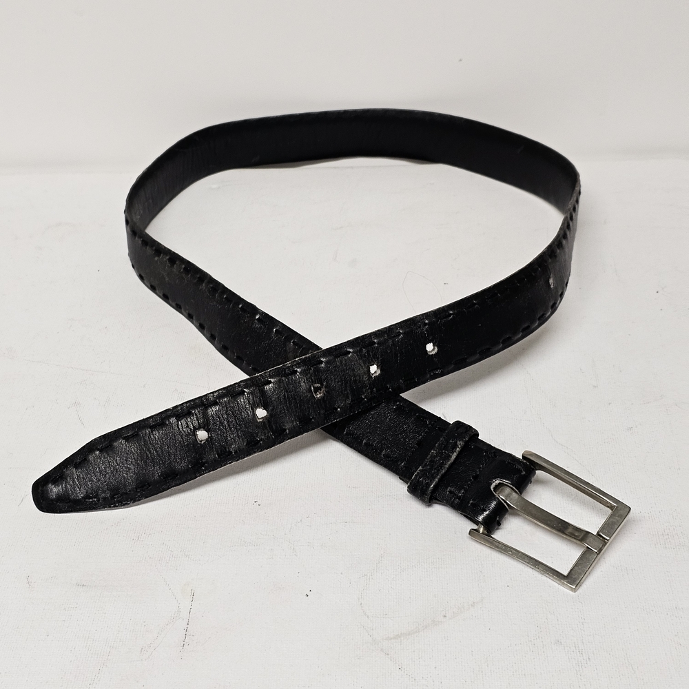 Vintage Full Grain Cowhide Leather Belt Black 616 Made in France 37" Length